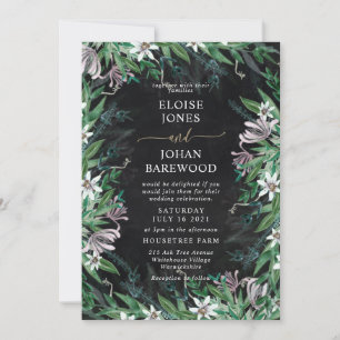 Invitación elegante con borde floral campestre