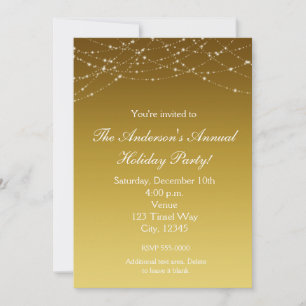 Invitación elegante con brillo dorado para Navidad