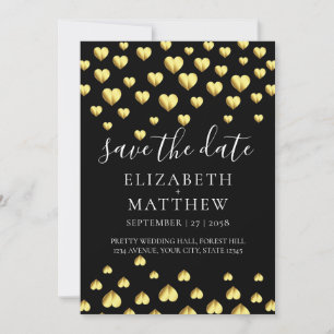 Invitación elegante con diseño de motas de corazón
