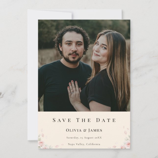 Invitación elegante con fotografía para guardar la (Anverso)