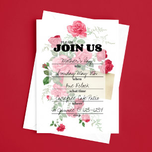 Invitación elegante con letra floral para rellenar
