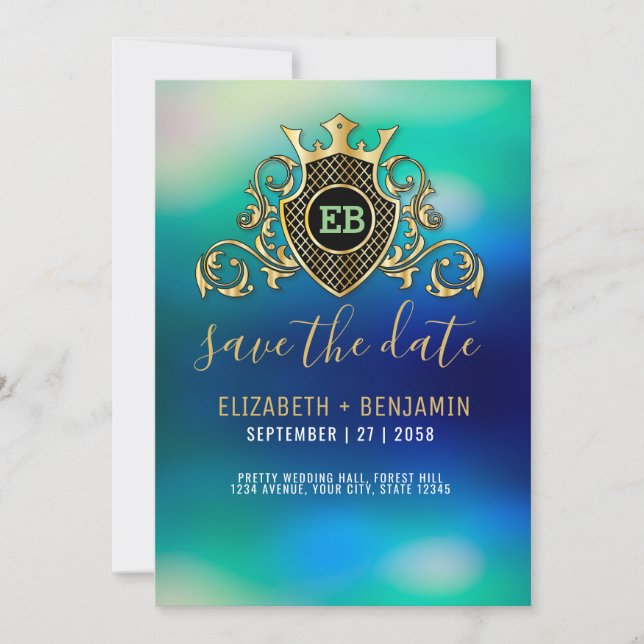 Invitación Elegante con Monograma de Oro (Anverso)