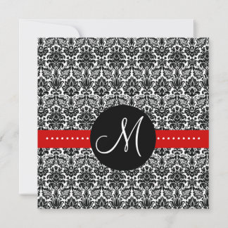 Invitación elegante con monograma floral damasco r