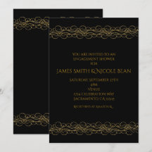 Invitación elegante con remolino moderno en negro