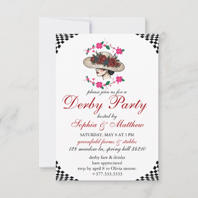 invitación elegante con tema de carreras de caball (Anverso)