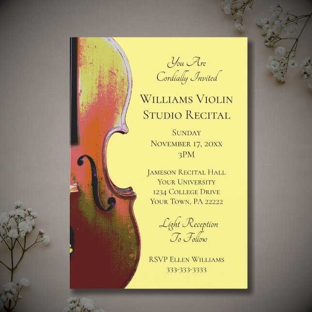 Invitación Elegante Concierto de música violín recital amaril (Subido por el creador)