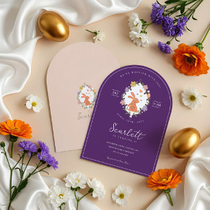 Invitación Elegante Conejo de Pascua Escudo Primavera Cumplea