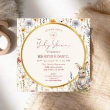 Elegante conejo floral beige Baby Shower