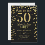 Invitación Elegante Confetti de oro Black Surprise 50 cumplea<br><div class="desc">Elegante Confetti de oro Negro Sorpresa 50 cumpleaños Fiesta 50 Purpurinas Moderno ¡Empecemos este fiesta! ¡Celebren con esta invitación dorada y negra!</div>