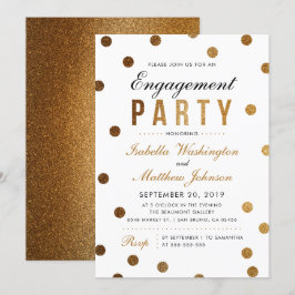 Invitación Elegante Confetti de Oro y Partido de Compromiso B