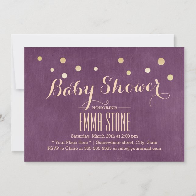 Invitación Elegante Confetti dorado puntos de Baby Shower mod (Anverso)