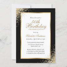 Elegante Confetti Negro y Oro 50 cumpleaños
