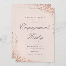 Invitación Elegante Confetti Rosa Gold Engagement Party