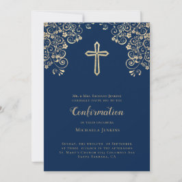 Invitación Elegante confirmación de verso de la Biblia de Oro
