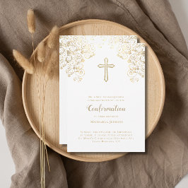Invitación Elegante confirmación de verso de la Biblia de Oro