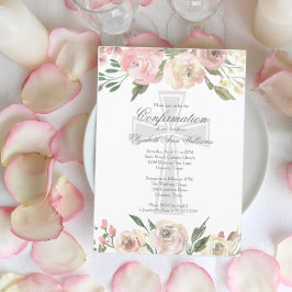 Invitación Elegante confirmación religiosa con flores de marf