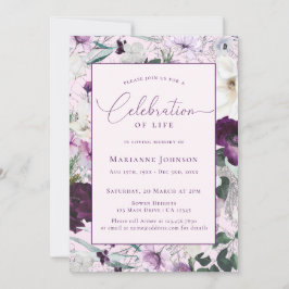 Invitación Elegante conmemoración de la vida con flores rosad