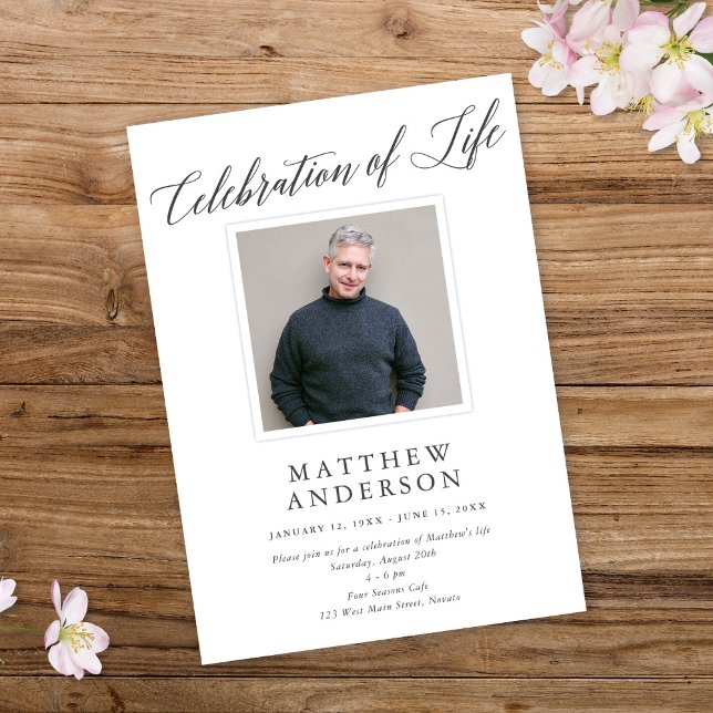Invitación Elegante conmemoración de la vida con foto conmemo (Subido por el creador)