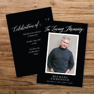 Invitación Elegante conmemoración de la vida con un recuerdo 
