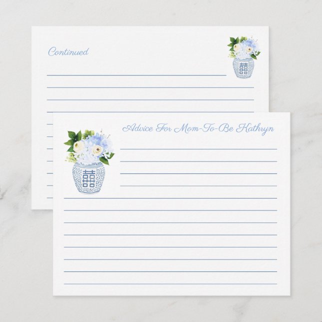 Invitación Elegante Consejo Azul Y Blanco Para La Nueva Tarje (Anverso / Reverso)