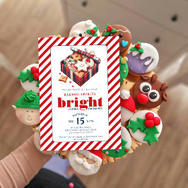 Invitación Elegante Cookie Exchange Fiesta Azul Rojo