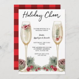 Invitación Elegante copa de champán de fiesta navideña