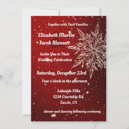 Invitación Elegante copo de nieve en Boda rojo