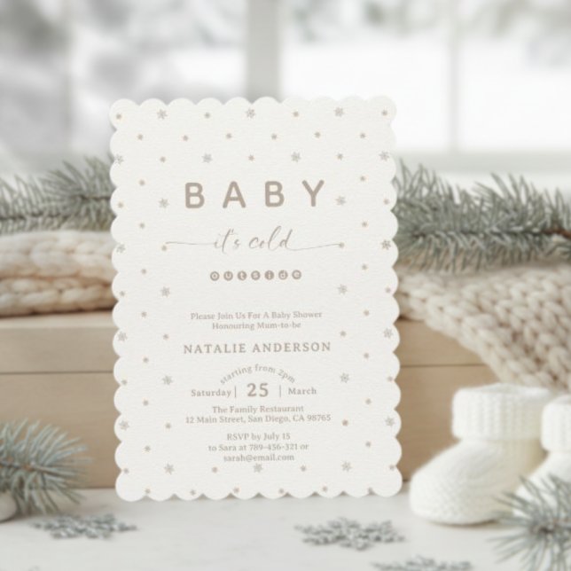 Invitación Elegante copo de nieve hace frío fuera de Baby Sho (Elegant Snowflake It's Cold Outside Baby Shower Invitation)