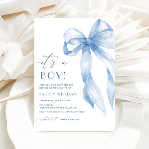Invitación Elegante Coqueta Azul Se Boca Su Chico Baby Shower