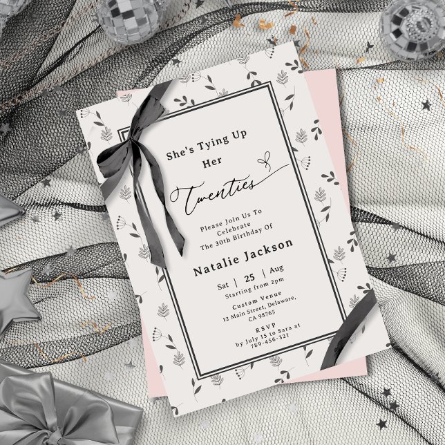 Invitación Elegante Coqueta Botánica Floral 30 cumpleaños (Elegant Floral Botanical Coquette 30th Birthday Invitation)