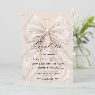 Invitación Elegante Coqueta Perla Arco Bautizo