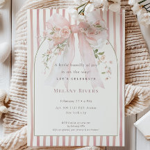 Elegante Coqueta Rosas Rosadas con Lazo Baby Showe