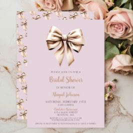 Invitación Elegante Coquette Beige Bow Bridal Shower