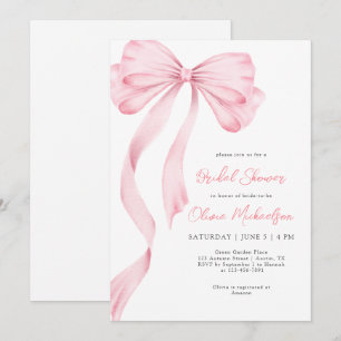 Invitación Elegante Coquette Bridal Bow Rosado Ducha