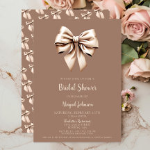 Elegante Coquette Brown Bow Bridal Shower