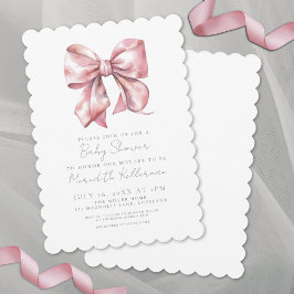 Invitación Elegante Coquette Pink Bow Baby Shower