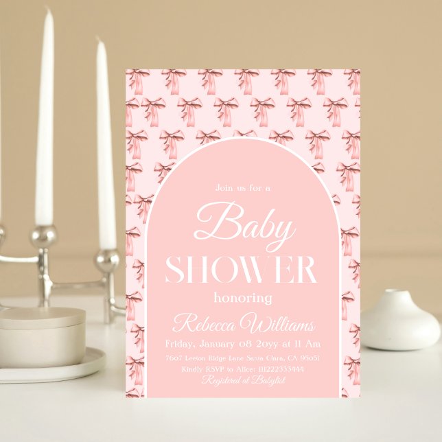 Invitación Elegante Coquette Pink Bow Es un Baby Shower Chica (Subido por el creador)