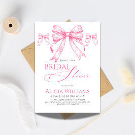 Invitación Elegante Coquette Pink Bow Retro Bridal Ducha