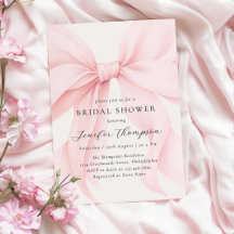 Elegante Coquette Rosa Bow Bridal Shower