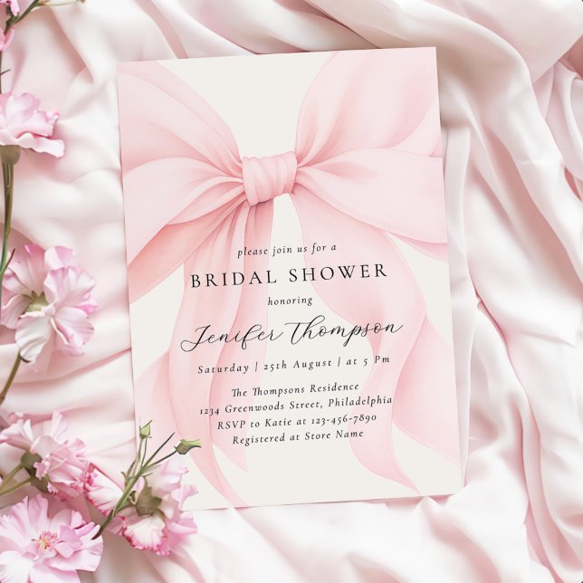 Invitación Elegante Coquette Rosa Bow Bridal Shower (Subido por el creador)