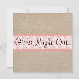 Invitación Elegante Coral Burlap Chicas De Lace Invitan Noche