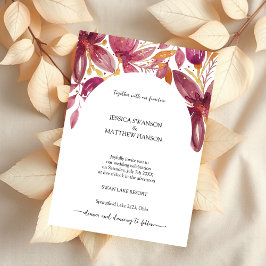 Invitación Elegante Coral Floral Purple Gold