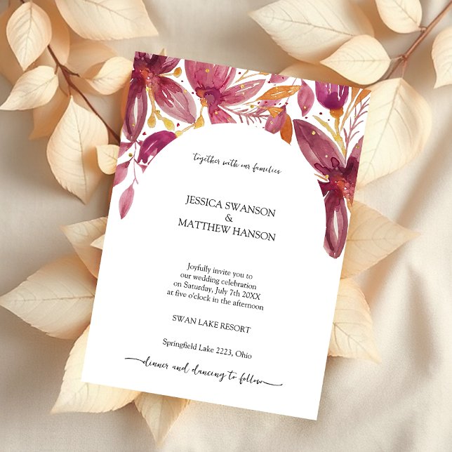 Invitación Elegante Coral Floral Purple Gold (Subido por el creador)