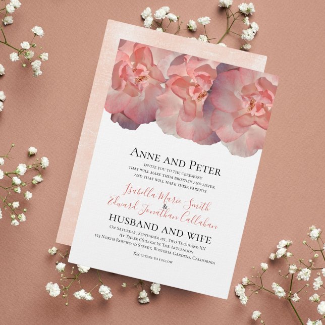 Invitación Elegante Coral Rosa Floral 2 Boda (Subido por el creador)