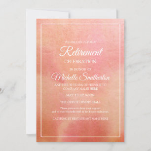 Invitación Elegante Coral Rosa Melocotón Acuarela Jubilación