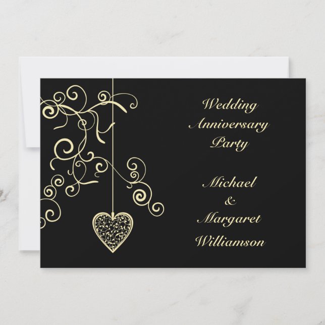 Invitación Elegante Corazón Bodas de Oro (Anverso)