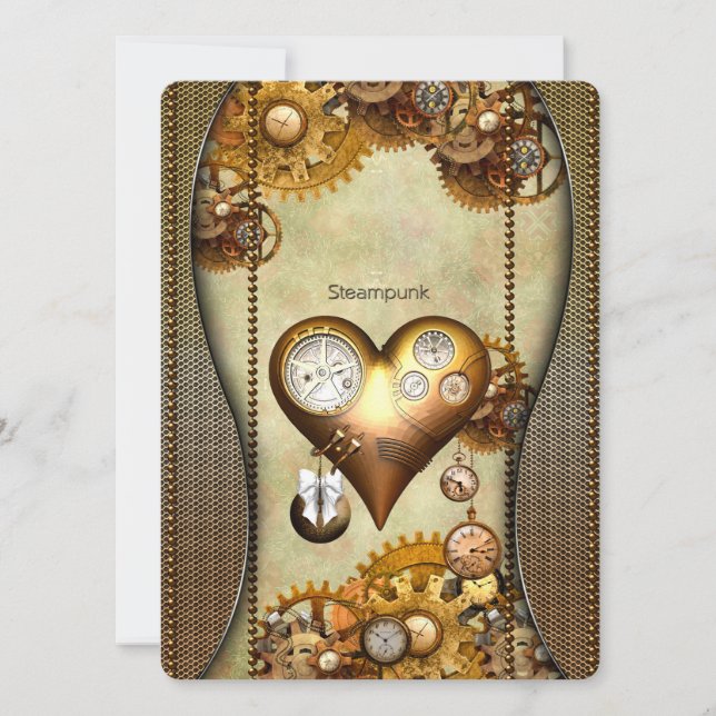 Invitación Elegante corazón de vapor (Anverso)