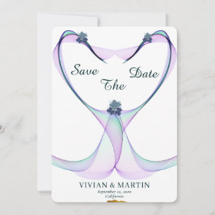 Invitación Elegante Corazón Dorado Y Púrpura Salva La Fecha
