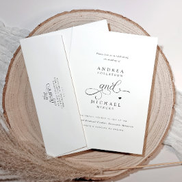 Invitación Elegante Corazón Romántico Todo en Uno Boda Boda