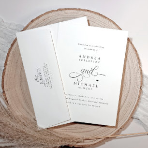 Invitación Elegante Corazón Romántico Todo en Uno Boda Boda